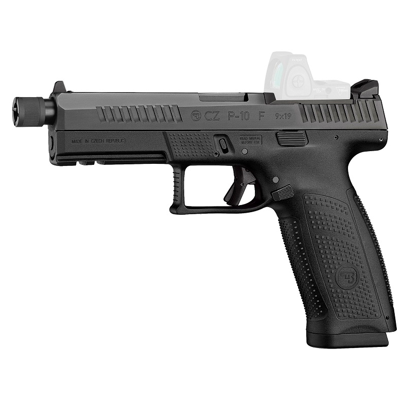 PISTOLET-CZ-P-10F-OR-FILETE-9X19, CZ, Česká zbrojovka, P-10 F, Optic Ready, fileté, 9x19mm, pistolet, tir sportif, précision, fiabilité, ergonomie, polymère, canon fileté, modérateur de son, compensateur.