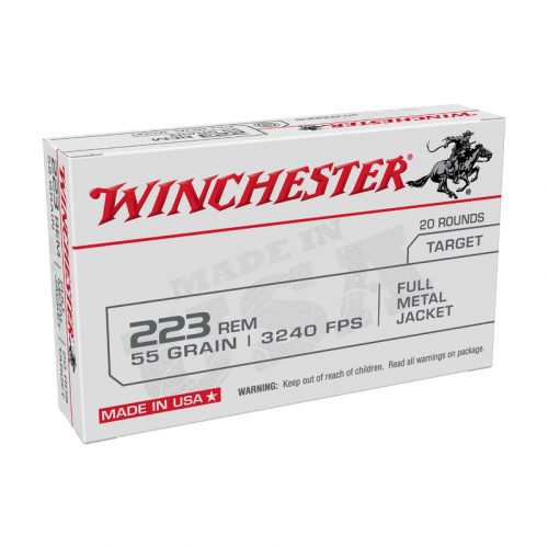223 Remington, Winchester, 55gr, FMJ, tir sportif, précision, performance fiable, munitions de qualité