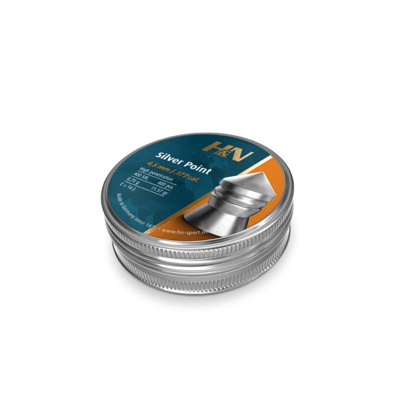 plombs 4.5mm h&n silver point 0.75g x400, H&N Silver Point, plombs .177, plombs pointus, chasse au petit gibier, tir de précision