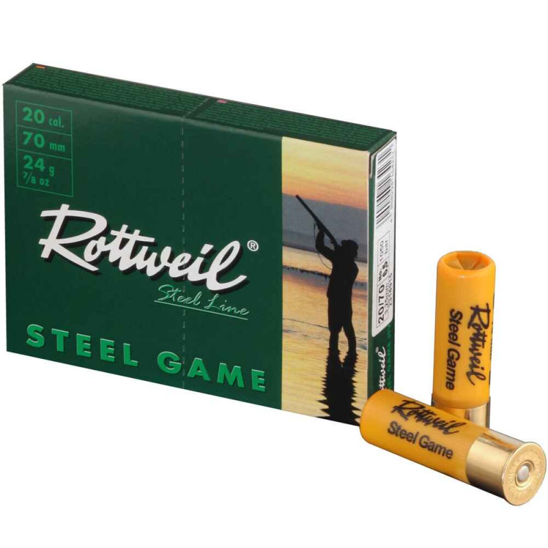 rottweil steel game 20/70 24g pb6.5, Rottweil Steel Game, cartouches 20/70, billes d’acier, chasse en zones humides, petit gibier