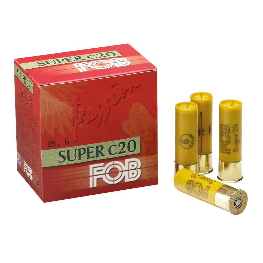 fob passion super 20/70 28g bj, cartouches FOB Passion Super 20, calibre 20/70 28g, cartouches chasse petit gibier, bourre à jupe BJ, munitions calibre 20, chasse au gibier, munitions FOB, accessoires de chasse