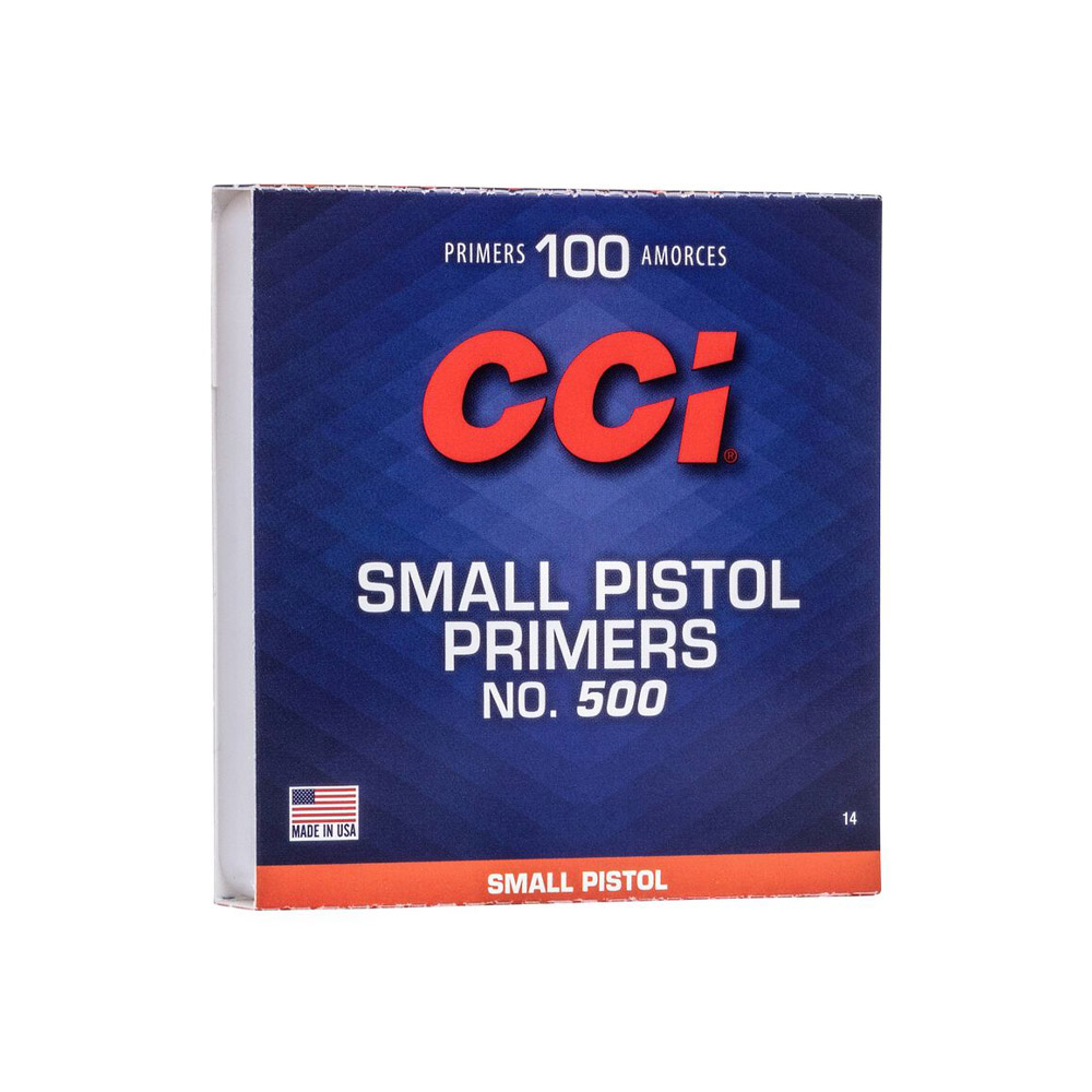 100 amorces cci n°500 small pistol, CCI, amorces, small pistol, N°500, rechargement, munitions, armes de poing, pistolet, revolver, fiabilité, performance.