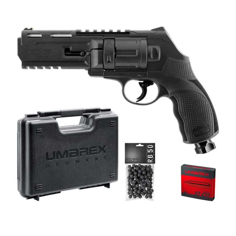 umarex t4e tr50 gen2 13 j cal.50 pack, UMAREX T4E TR50 Gen2, revolver de défense CO2, UMAREX T4E TR50 13 joules, arme de défense CO2 cal. 50, revolver UMAREX rail Picatinny, UMAREX TR50 Gen2 défense domicile.