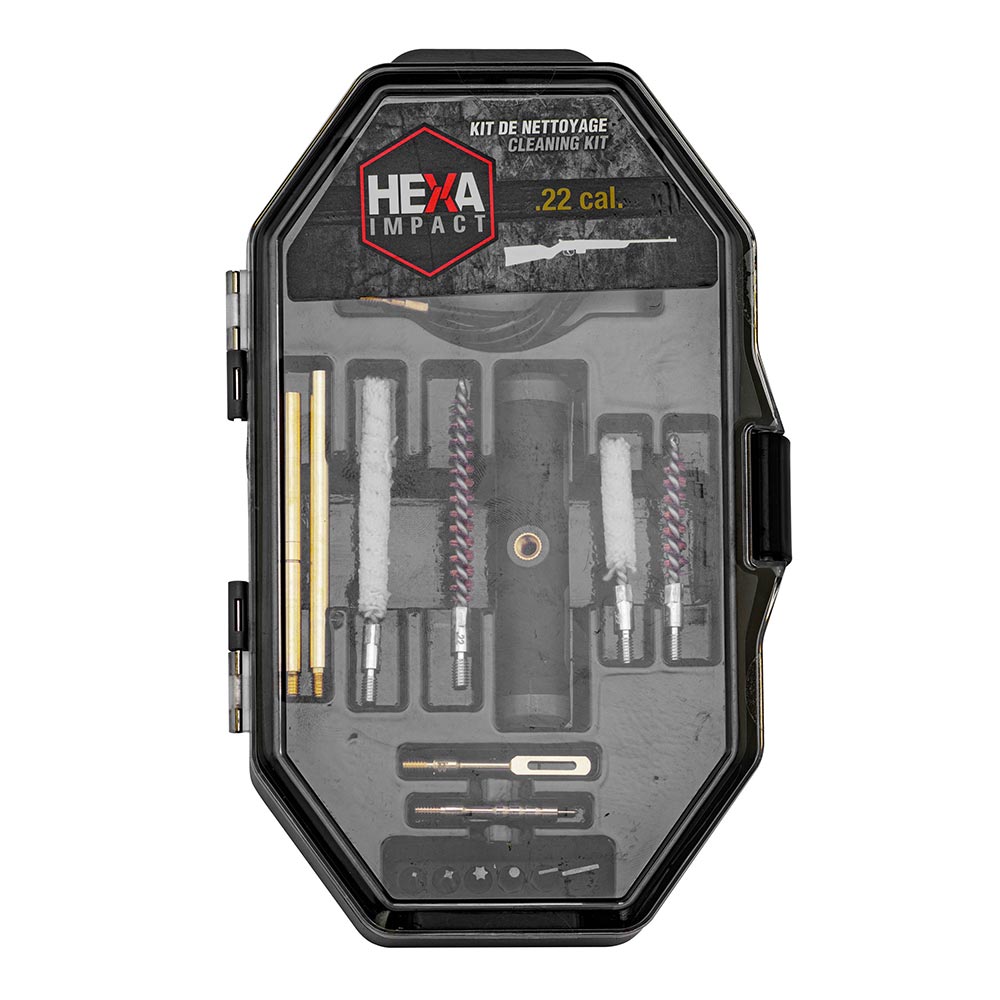 kit de nettoyage hexa impact cal .22lr, kit nettoyage 22lr, hexa impact .22, entretien arme calibre 22, carabine nettoyage .22LR, kit brosse .22, tige laiton nettoyage arme