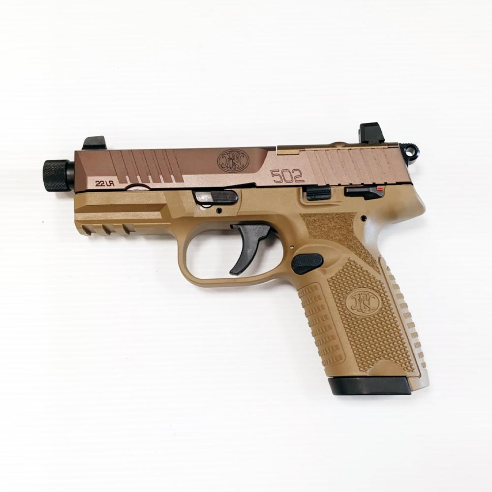 dépôt vente fn 502 fde .22 long rifle, FN 502 FDE, FN Herstal .22LR, dépôt-vente pistolet FN, pistolet .22LR optics ready, FN 502 occasion, pistolet FN tir sportif, pistolet FDE .22LR, FN Herstal entraînement, FN 502 Flat Dark Earth, pistolet .22LR semi-automatique