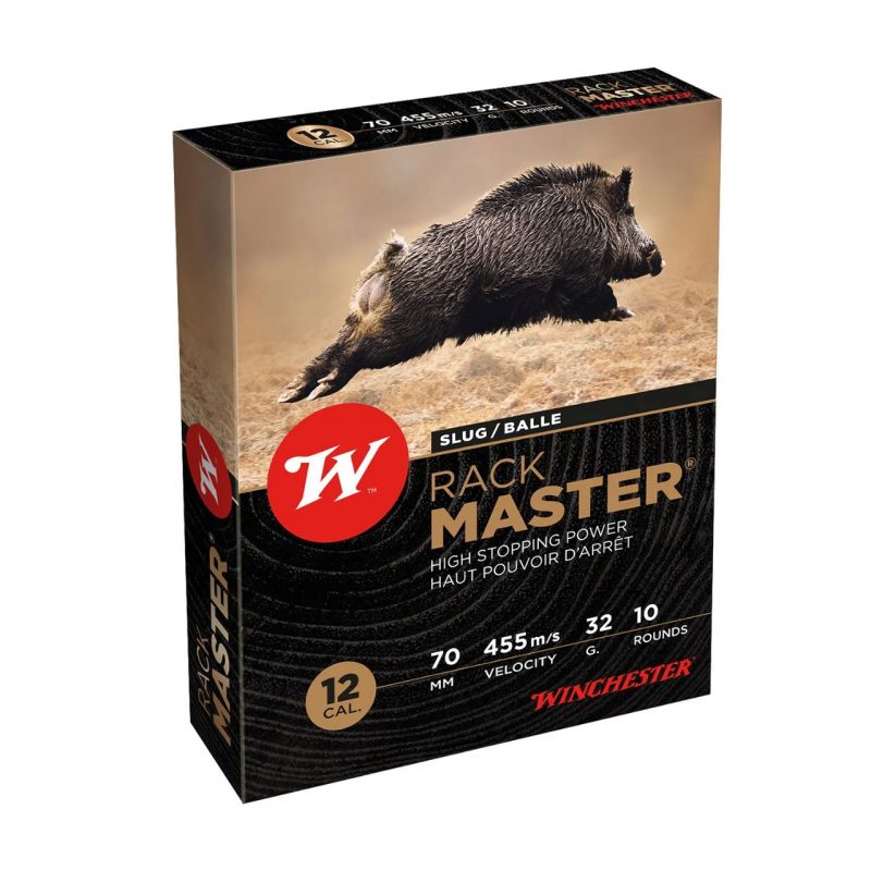 winchester rackmaster slug 32g 12/70, Winchester, RackMaster, slug 32 g, 12/70, cartouches slug, douille transparente, ogive expansive, munition 12 gauge, boîte 10, précision 50 m