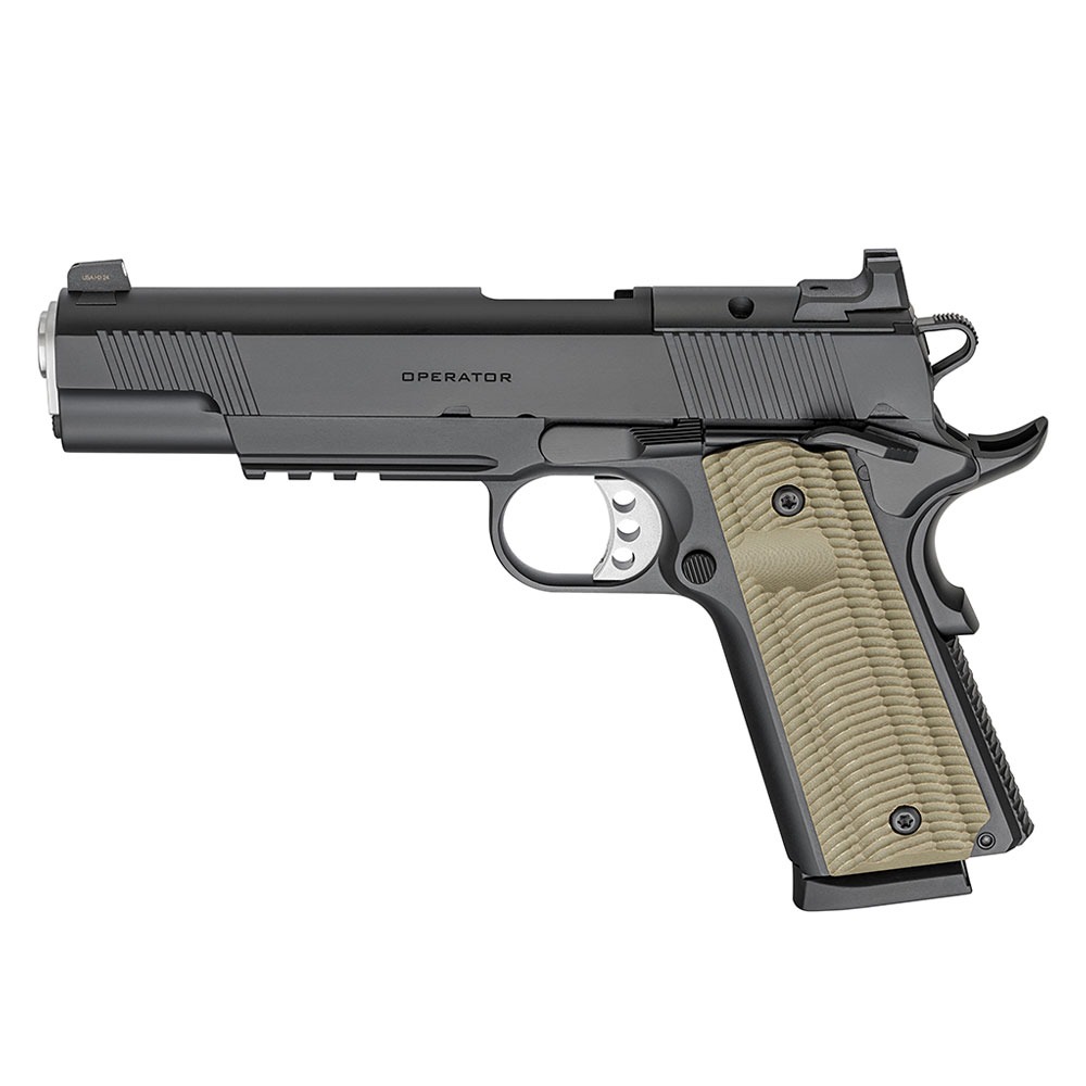 springfield armory 1911 operator aos noir cerakote .45acp 5’’, 1911 Operator AOS, Springfield Armory .45 ACP tactique, Pistolet Optics Ready, Rail Picatinny 1911, Tir Sportif (.45 ACP), Sécurité ambidextre, G10 grips, Arme Catégorie B