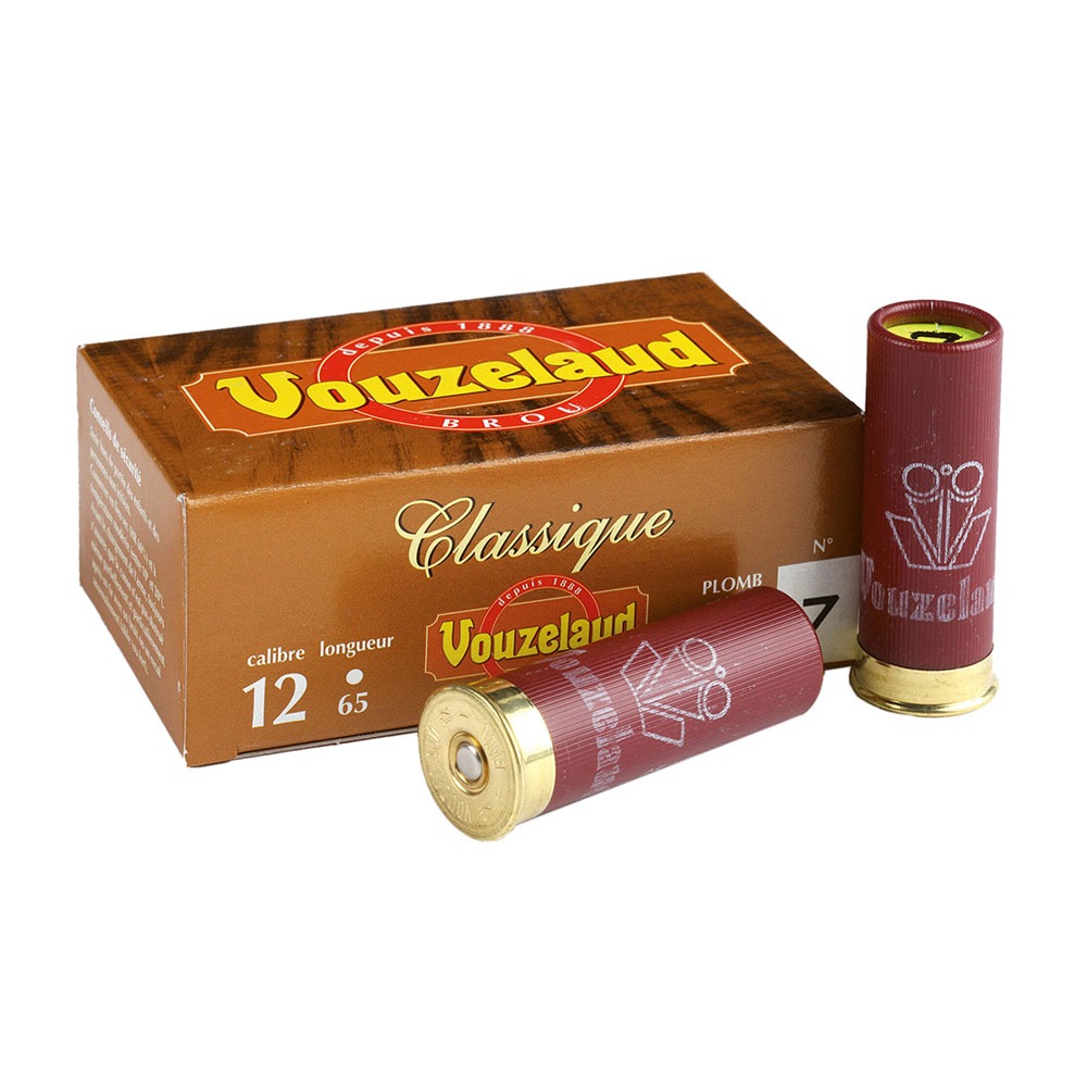 vouzelaud classique 12/65 32g bj, Vouzelaud Classique 12/65, Cartouche 12/65 32g, Munition fusil léger, Cartouche chasse française, Vouzelaud Petit Culot, Chasse traditionnelle, Cartouche plomb durci,