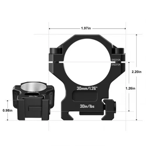 DISCOVERYOPT Colliers ALU 7075 30mm H 1,26 pouces Picatinny