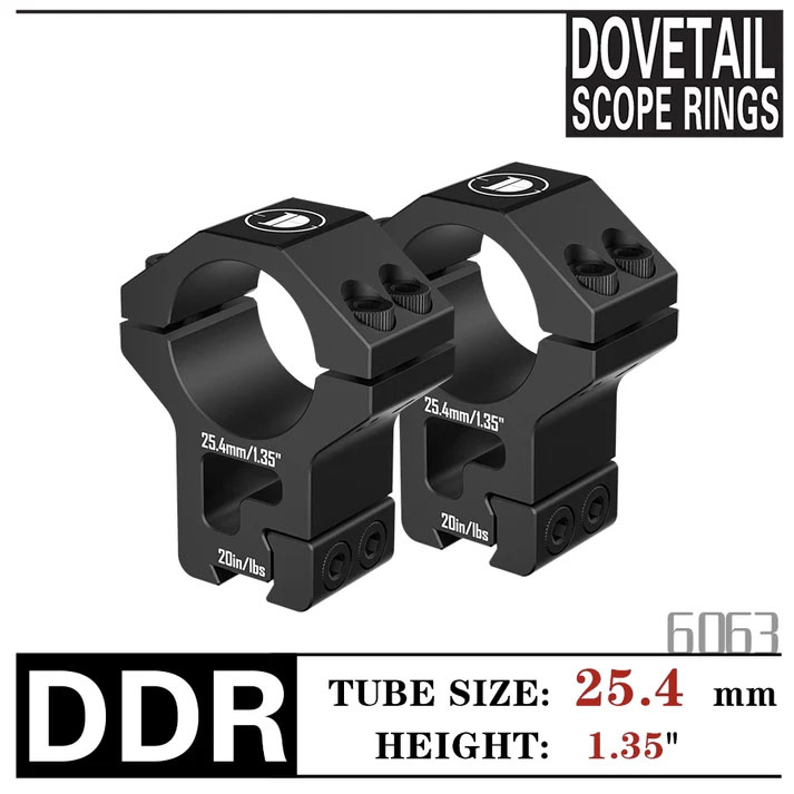 discoveryopt colliers alu 6063 25,4mm h 1,35 pouces rail 11mm, Colliers DiscoveryOpt DDR, colliers 25.4mm rail 11mm, montage haut lunette 22lr, anneaux alu 6063, support queue d'aronde, Martin Armes.