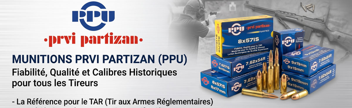 ppu partizan, Munitions PPU, Prvi Partizan, cartouches serbes, munitions TAR, 8x57 IS, 7.62x54R, 7.5x54 MAS, rechargement laiton PPU, balles fusil historique, Martin Armes.