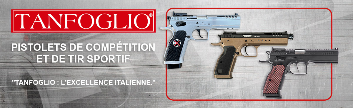 tanfoglio, Pistolet Tanfoglio 9x19, Tanfoglio Stock 3, arme de tir TSV IPSC, pistolet compétition acier, canon polygonal Lothar Walther, Tanfoglio Optic Ready, pistolet simple action 22lr.