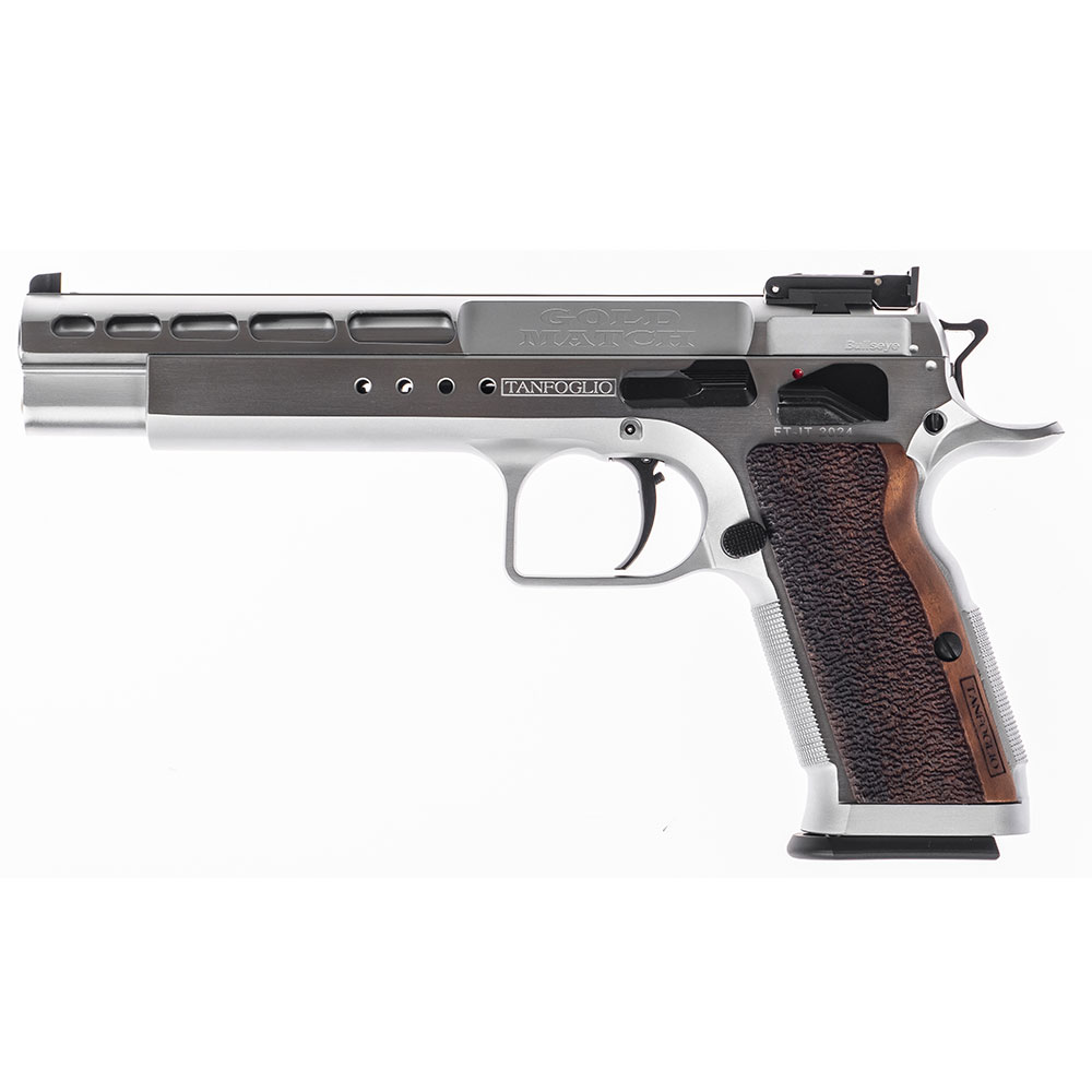 tanfoglio gold match k bullseye 9x19 hard chrome, Tanfoglio Gold Match 9x19, pistolet 6 pouces 9mm, arme de précision 25m, Tanfoglio Bullseye Hard Chrome, canon Lothar Walther polygonal, pistolet tir sur cible, Martin Armes.